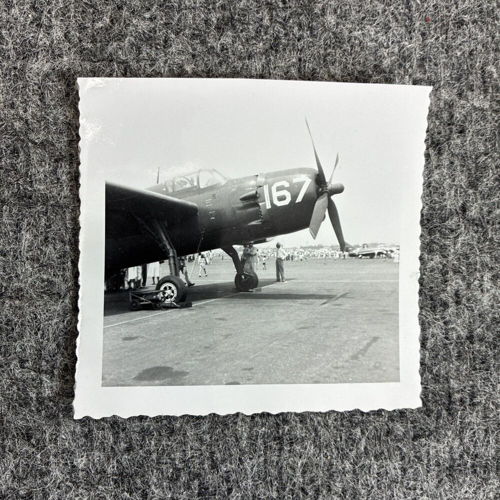 Vintage Grumman F8F Bearcat Fighter Photo Airshow 1950s Navy Aircraft #167